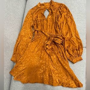 Anthropologie yellow silky dress